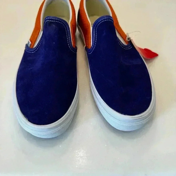 Vans Classic Slip On Suede Shoes Royale Blue Apricot Buff Men's 7 Women’s 8.5 - Picture 4 of 10